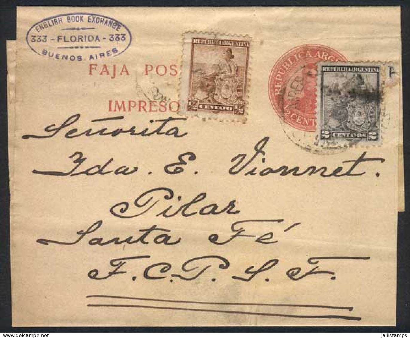 ARGENTINA: ½c. Wrapper + GJ.217 + 219 (total 3c.), Sent From B.Aires To Pilar In 1906, VF! - Otros & Sin Clasificación