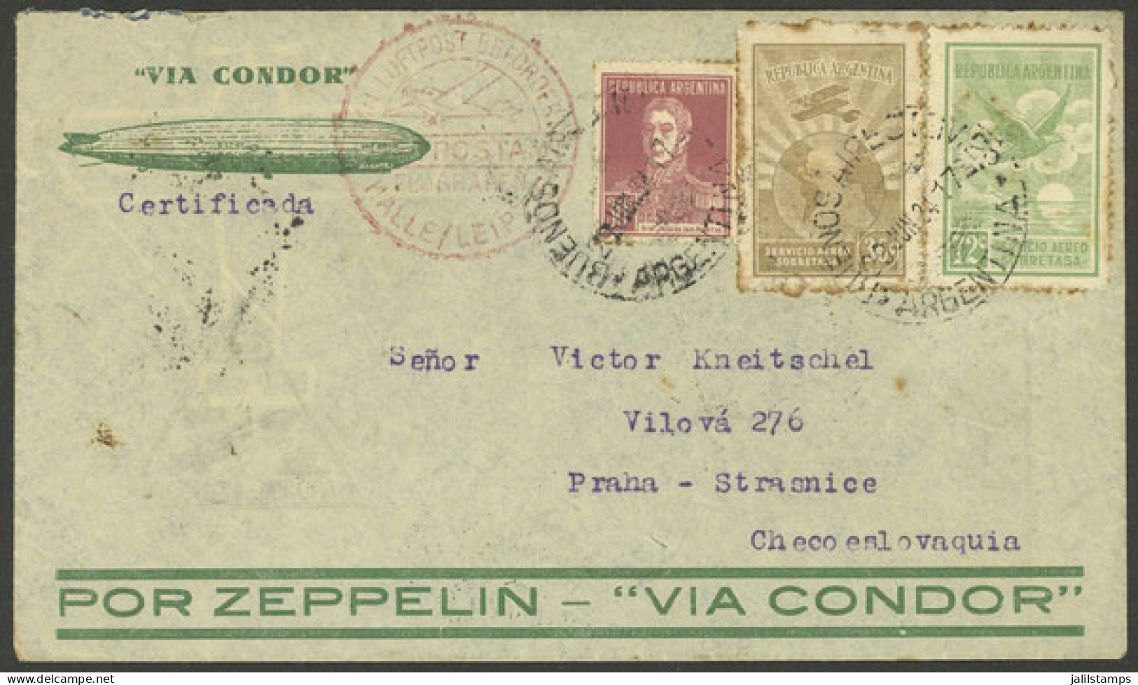 ARGENTINA: UNUSUAL DESTINATION For A Zeppelin From Argentina: Cover Sent From Buenos Aires To Praha (Czechoslovakia) On  - Andere & Zonder Classificatie