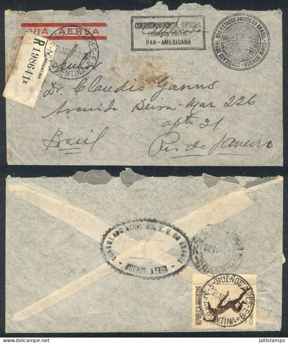 ARGENTINA: Cover Of The Consulate Of Brazil In Buenos Aires Sent To Rio De Janeiro On 21/AP/1943 With Panamerican Diplom - Other & Unclassified