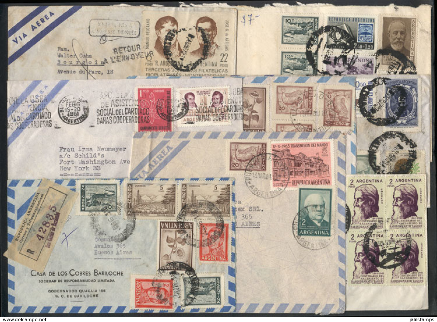 ARGENTINA: 8 Covers Used In 1960s, There Is A Wide Range Of Rates And Postage Combinations, Destinations, Etc., Very Int - Autres & Non Classés