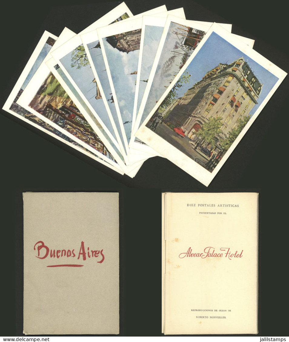 ARGENTINA: ALVEAR PALACE HOTEL, Buenos Aires: 1950, Set Of 10 Spectacular Postcards With Reproductions Of Paintings Of R - Argentinië