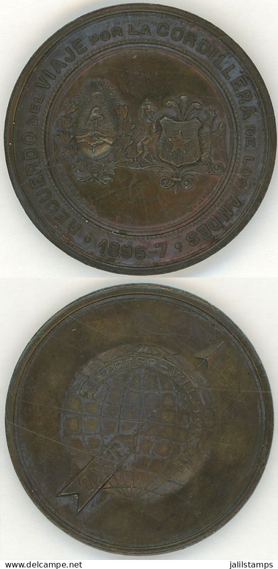 ARGENTINA: Spectacular Medal: C.N.T. EXPRESO VILLALONGA" - "Recuerdo Del Viaje Por La Cordillera De Los Andes, 1896/7",  - Zonder Classificatie
