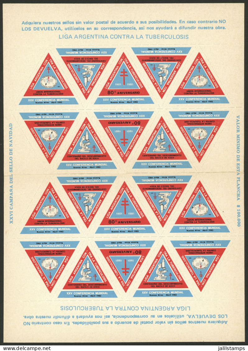 ARGENTINA: Argentine League Of Fight Against Tuberculosis: Year 1981, Sheet Of 20 Self-adhesive Cinderellas (Centenary O - Erinnofilie