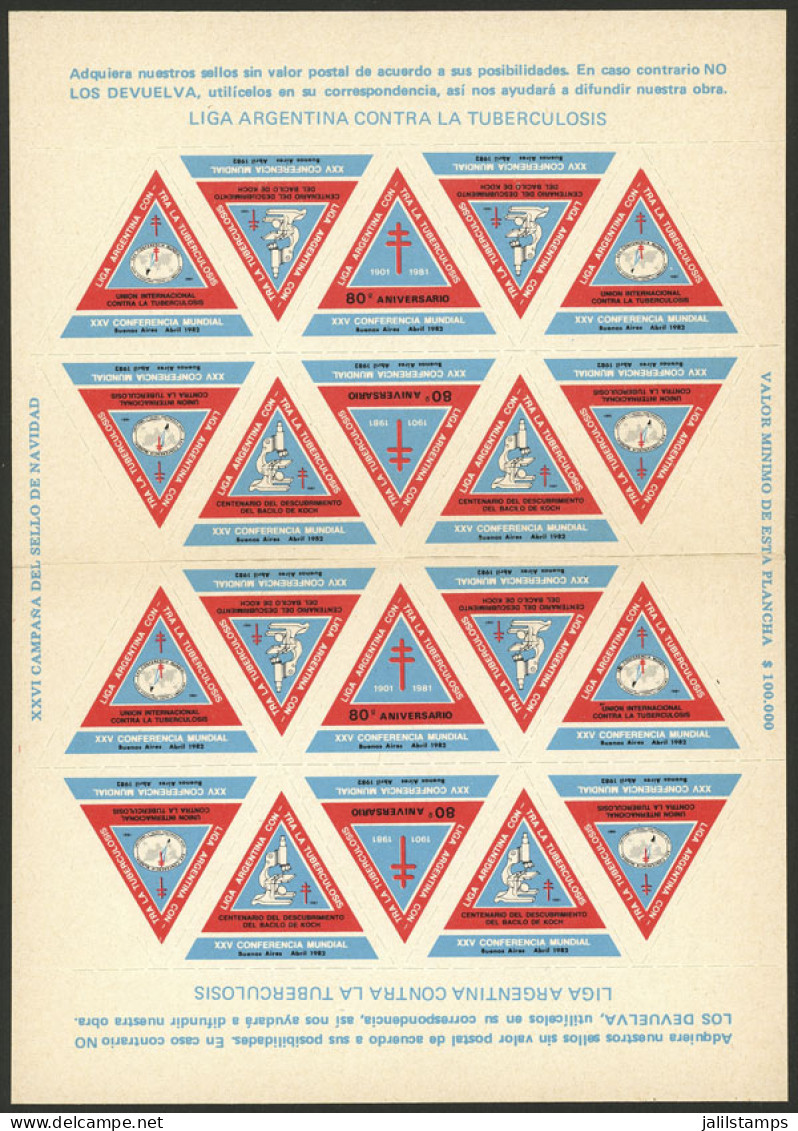 ARGENTINA: Argentine League Of Fight Against Tuberculosis: Year 1981, Sheet Of 20 Self-adhesive Cinderellas (Centenary O - Erinofilia