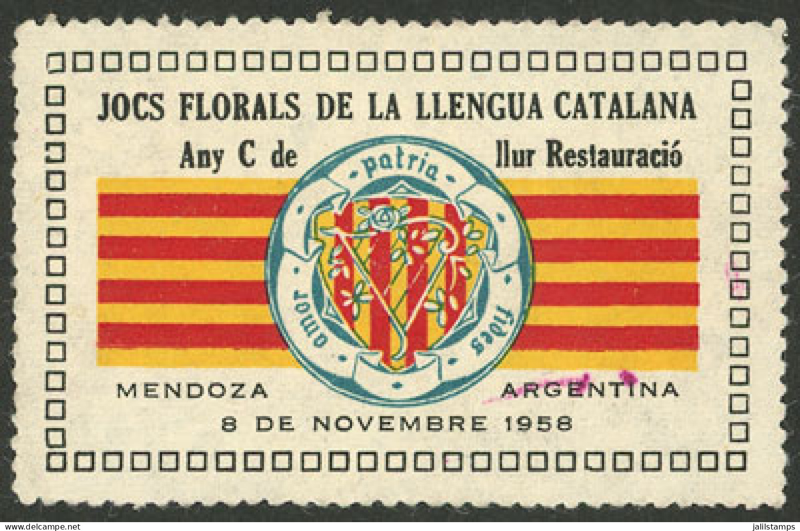 ARGENTINA: Cinderella Commemorating The Catalonian Language, Mendoza 1958 - Erinnofilia