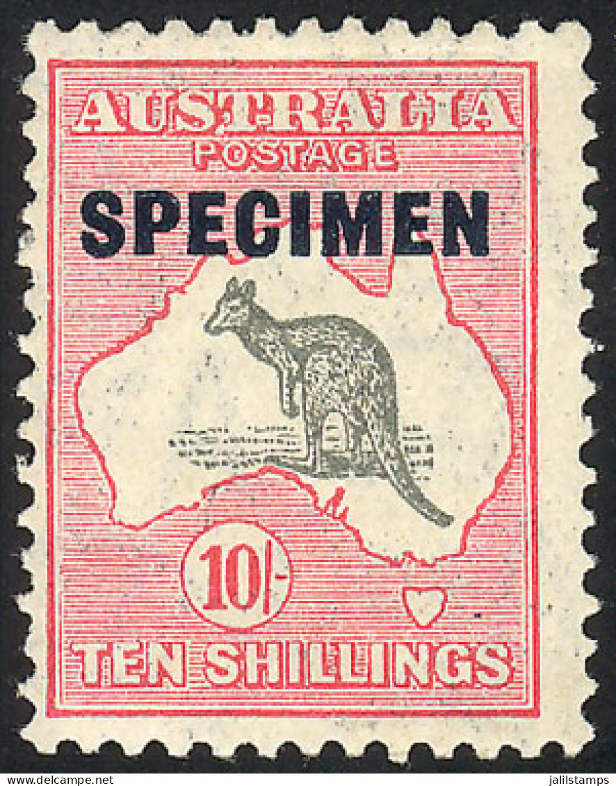 AUSTRALIA: Sc.127, 1931/6 Kangaroo And Map 10s., With Watermark "C Of A With Small Crown", Perf 11½x12, SPECIMEN Overpri - Autres & Non Classés