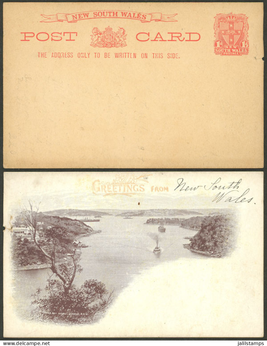 AUSTRALIA: 1p. Postal Card Of New South Wales With Photograph Printed On Back: Sidney Harbour", With Defects But Interes - Andere & Zonder Classificatie