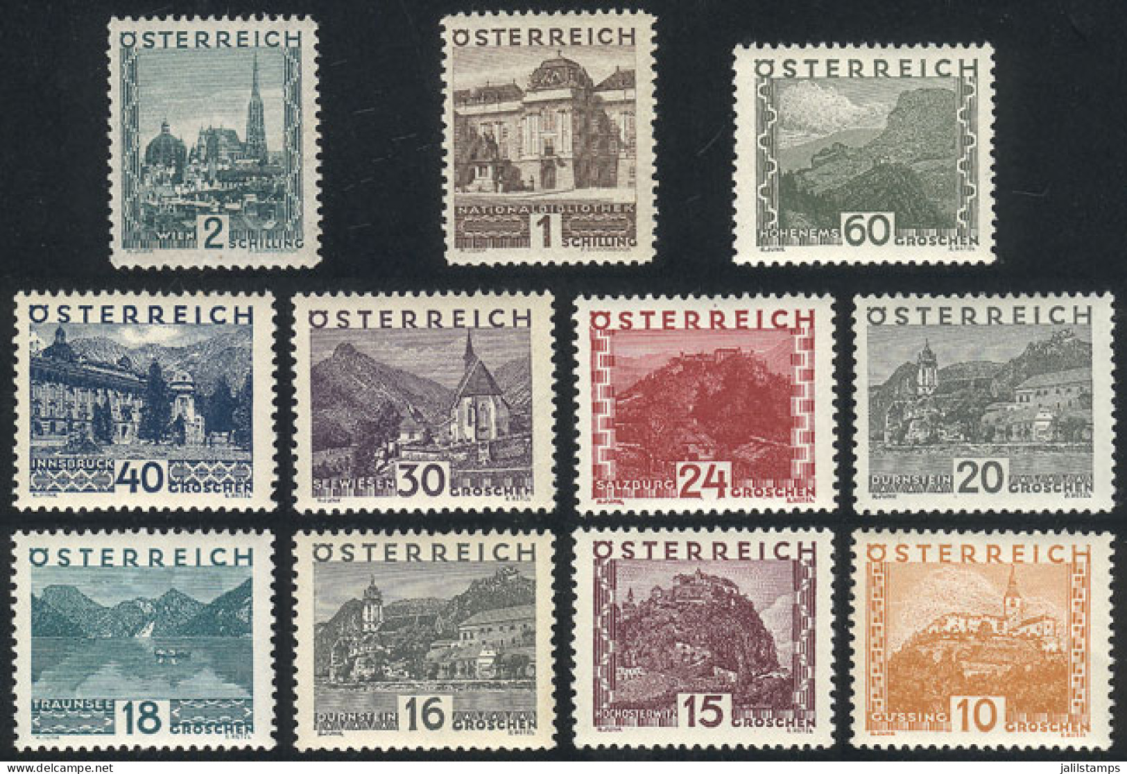 AUSTRIA: Yvert 378/89 (without 386), 1929/31 Landscapes, The Set Without The 50g. Value, MNH (except For 2 Low Values Th - Autres & Non Classés