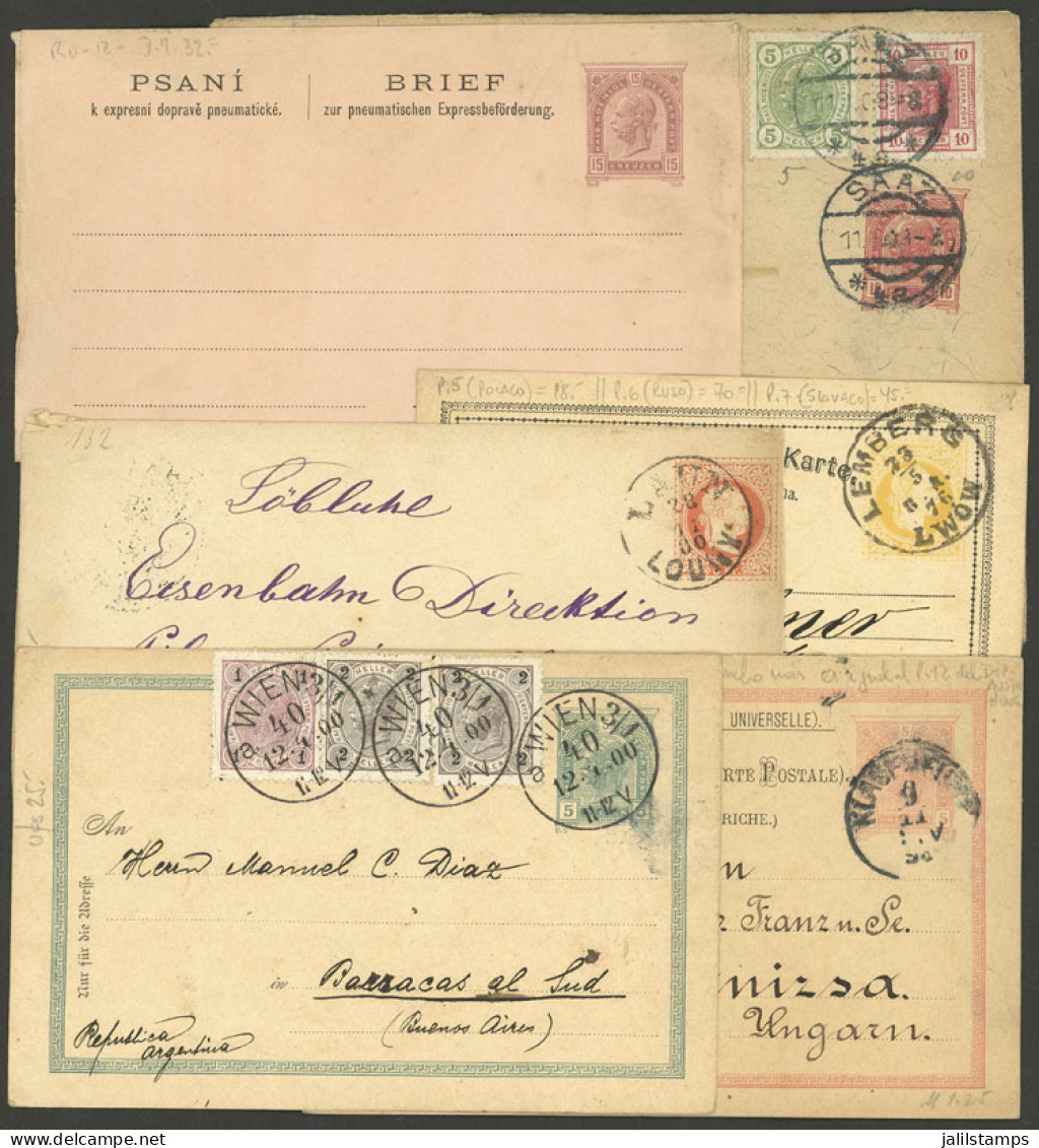 AUSTRIA: 6 Varied Postal Stationeries, 5 Used, Including A Card Sent To Argentina In 1900 And A Double Card (with Reply  - Autres & Non Classés
