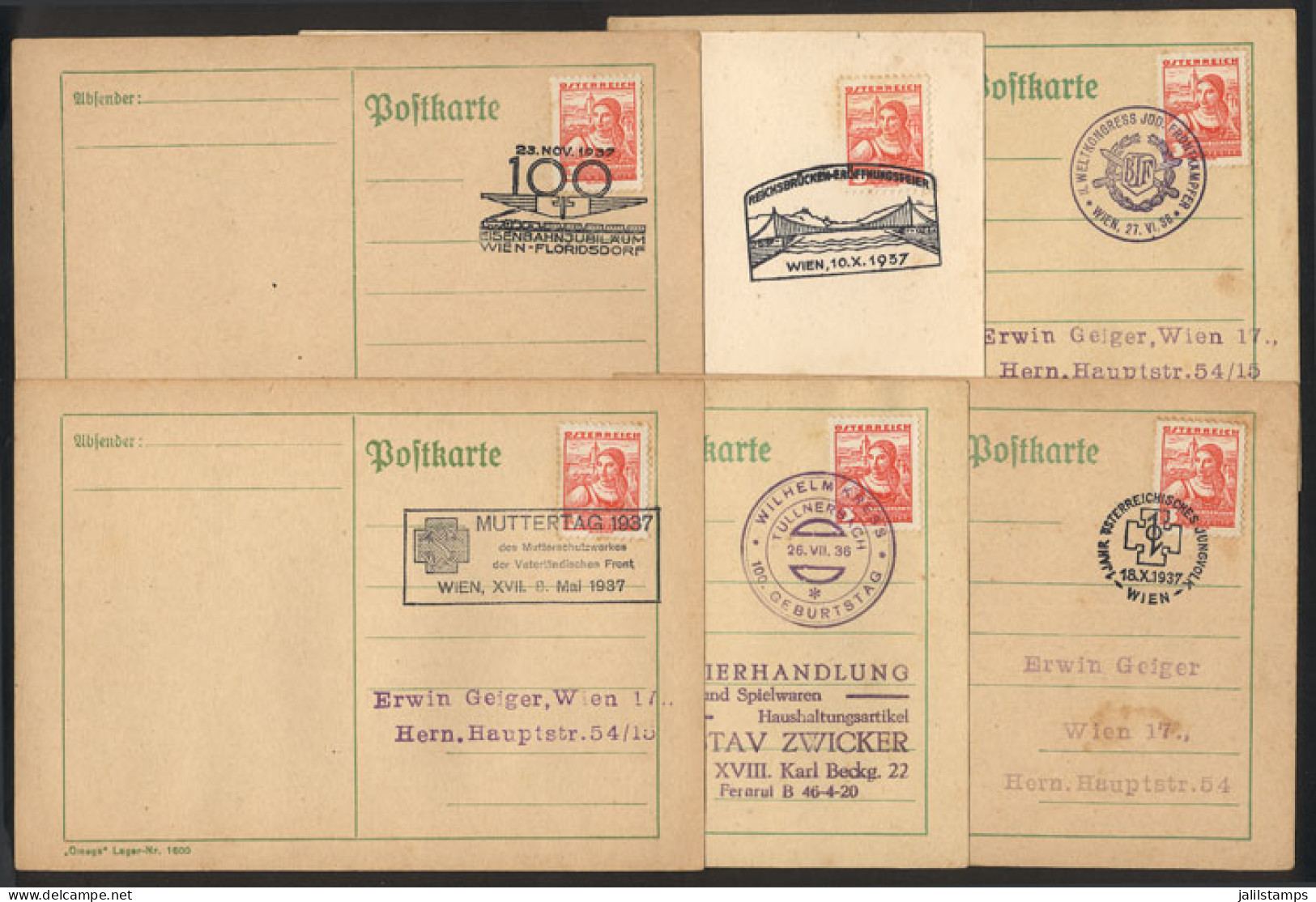 AUSTRIA: 11 Cards Of The Years 1936/8, With Very Thematic Postmarks, Interesting! - Autres & Non Classés