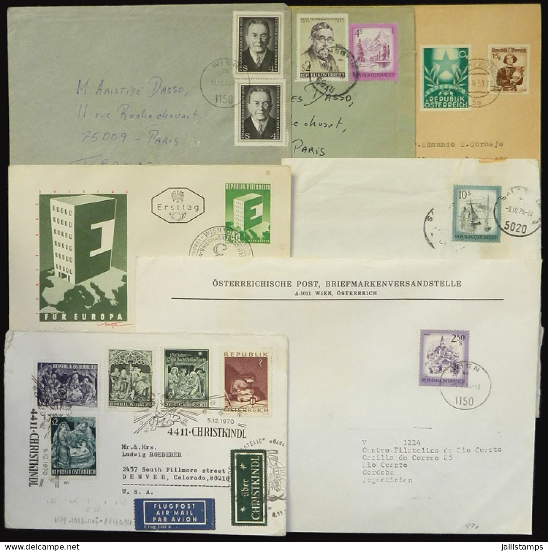AUSTRIA: 7 Covers Of 1951/76, Most Sent To Argentina, Nice Postages! - Other & Unclassified
