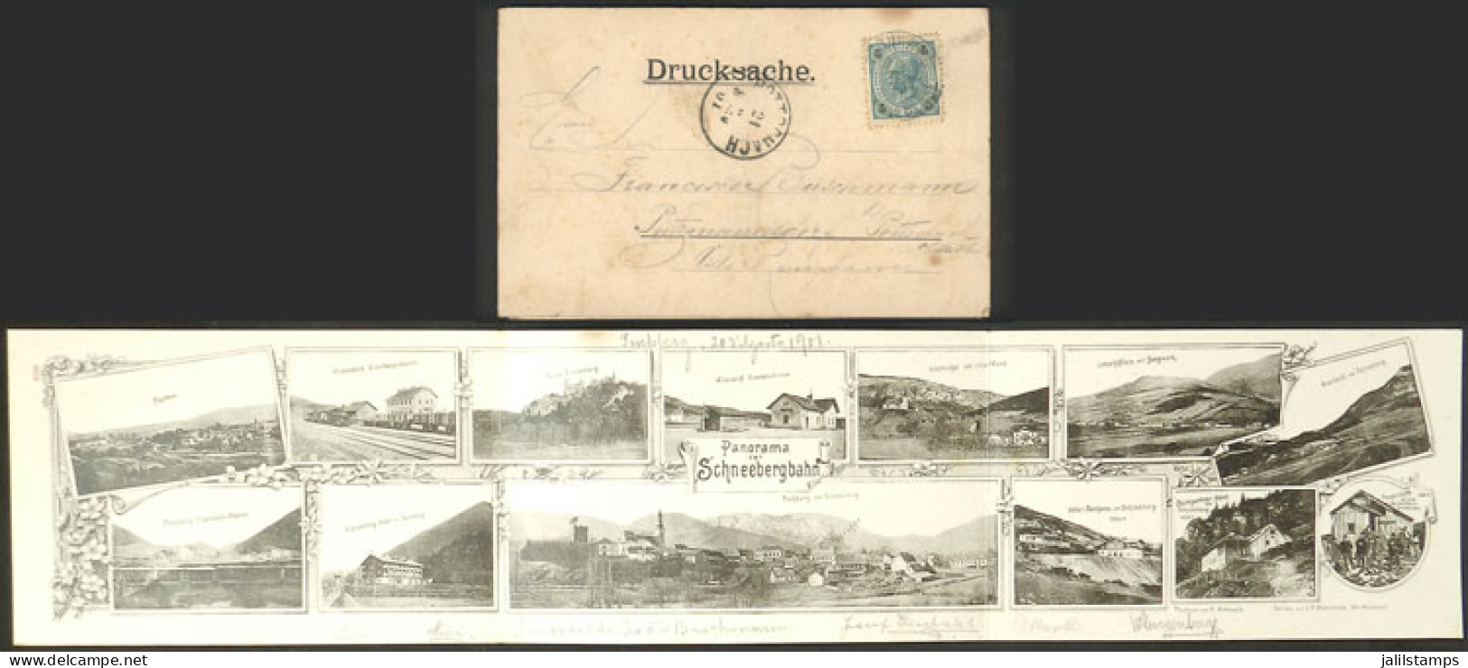 AUSTRIA: SCHNEEBERGBAHN Railway: TRIPLE Postcard With Views Of Different Train Stations Of Varied Towns, Ed. F.Gleditsch - Andere & Zonder Classificatie