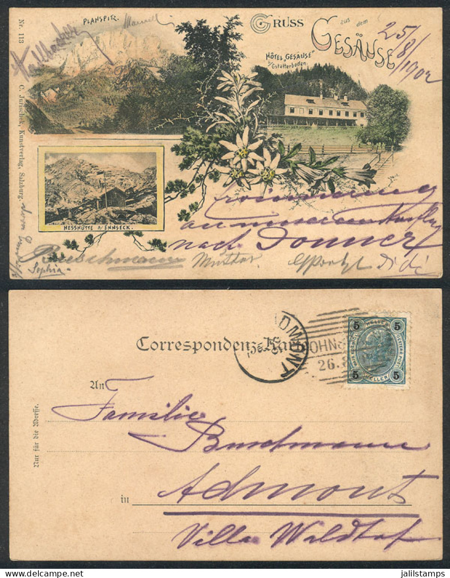 AUSTRIA: GESÄUSE: Beautiful Views (Hotel Gesäuse Etc), Used On 25/AU/1902, VF Quality! - Sonstige & Ohne Zuordnung