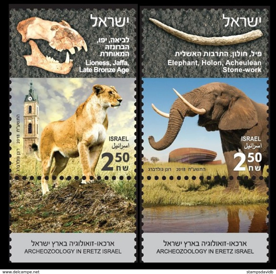 2018 Israel 2648-2649Tab Fauna - Archeozology In Israel - Félins
