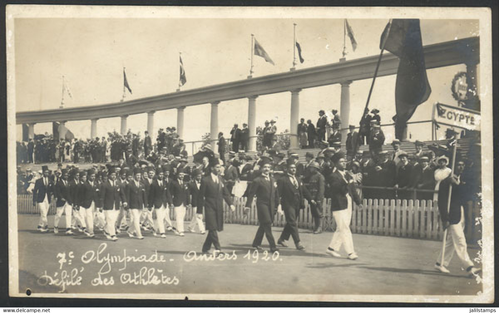 BELGIUM: Olympic Games Anvers 1920: Parade Of The Athletes (Egyptian Delegation), With Advertising Printed On Back (bicy - Other & Unclassified