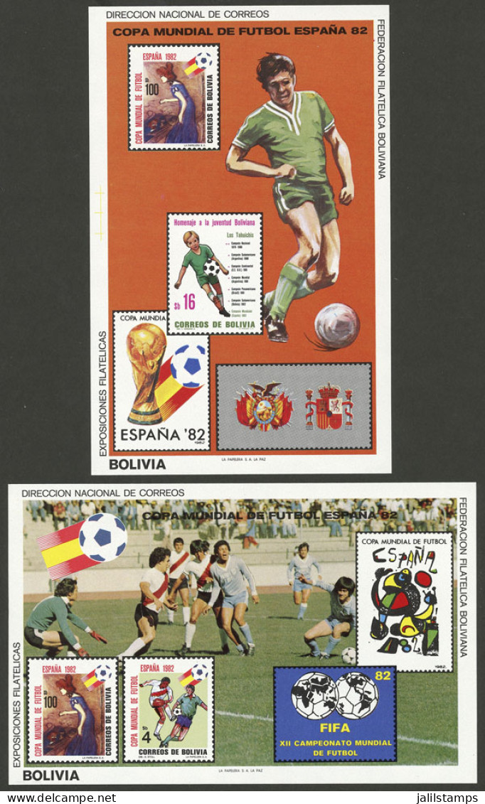 BOLIVIA: Year 1985, Spain 82 Football World Cup, Set Of 2 MNH Souvenir Sheets, Excellent Quality! - Bolivia