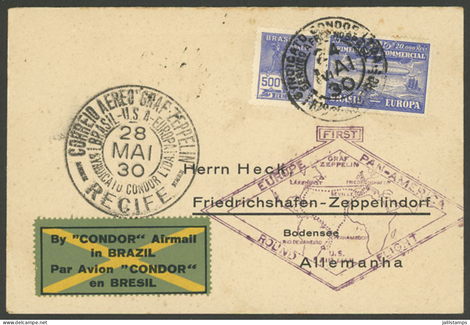 BRAZIL: Sc.4CL4 (RHM.Z-3), Franking A Cover Sent By Zeppelin From Rio To Germany On 24/MAY/1930, VF! - Other & Unclassified