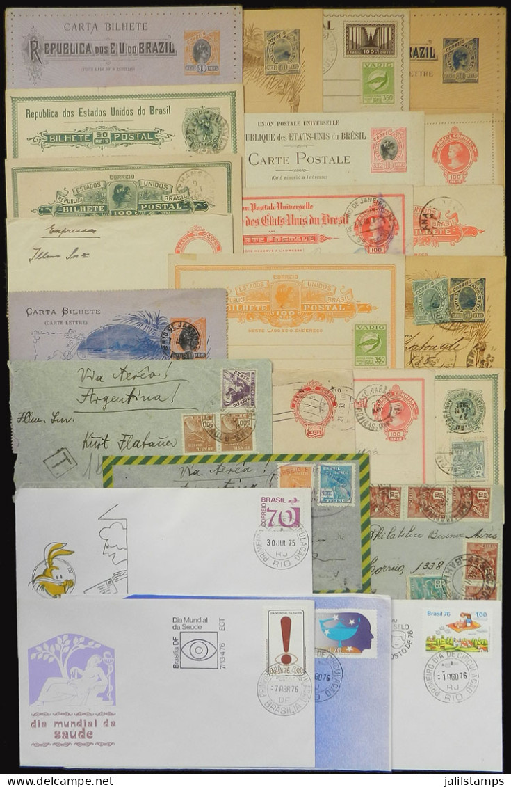 BRAZIL: 17 Varied Postal Stationeries, Used Or Unused, Also 3 Airmail Covers And 4 FDC Covers, Low Start! ATTENTION: Ple - Sonstige & Ohne Zuordnung