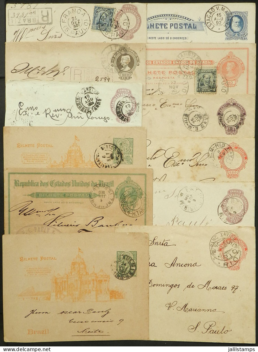 BRAZIL: 12 Postal Stationeries Posted Between 1892 And 1921, All With Interesting And/ore Rare Cancels, VF General Quali - Altri & Non Classificati