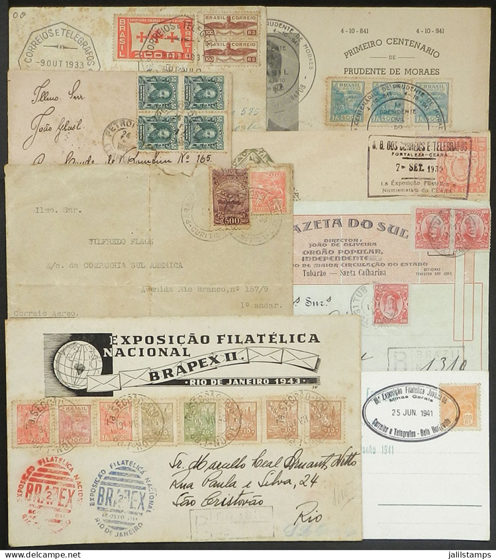 BRAZIL: 8 Covers Of Years 1907 To 1943, Interesting Commemorative Postmarks, Good Postages, Etc., Nice Group! - Sonstige & Ohne Zuordnung