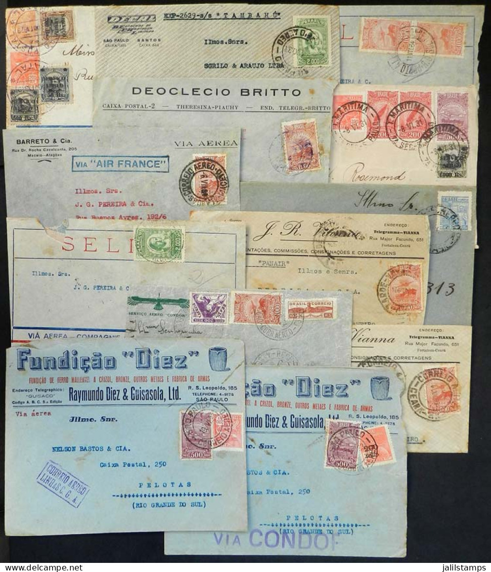 BRAZIL: 13 Airmail Covers Flown Between 1929 And 1934, With Interesting Postages And Cancels, Most Of Fine Quality! - Autres & Non Classés