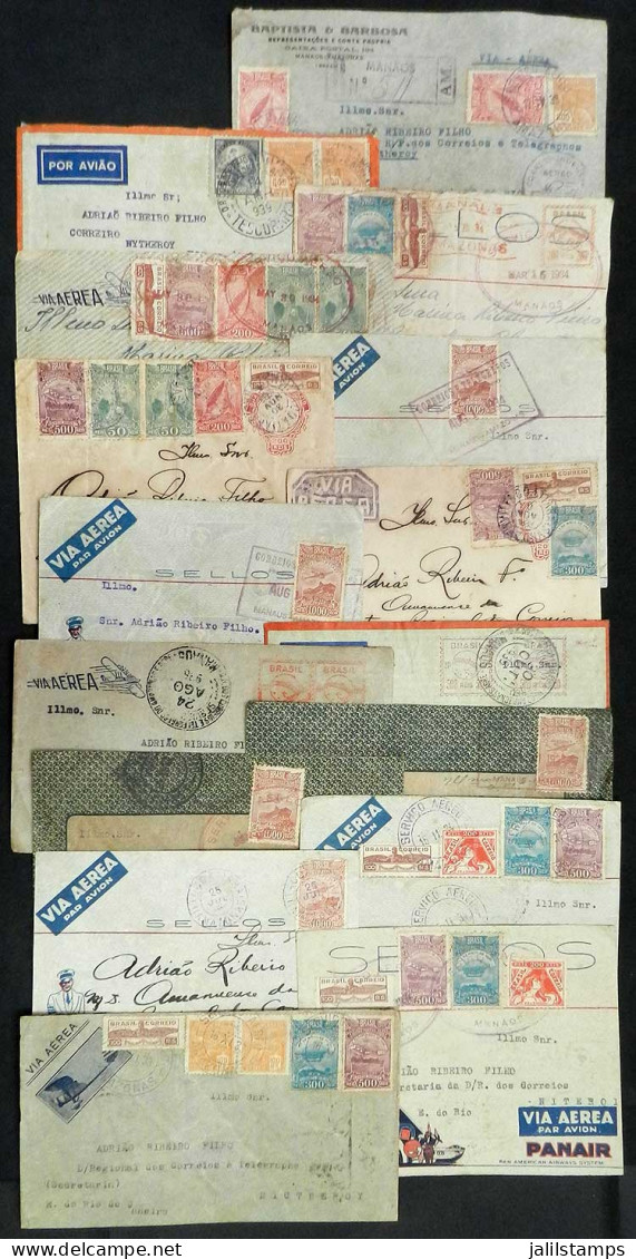 BRAZIL: 17 Airmail Covers Sent From Cities Of The State Of AMAZONAS (Manaos, Etc) To Rio And Niteroi Between 1932/1939,  - Other & Unclassified