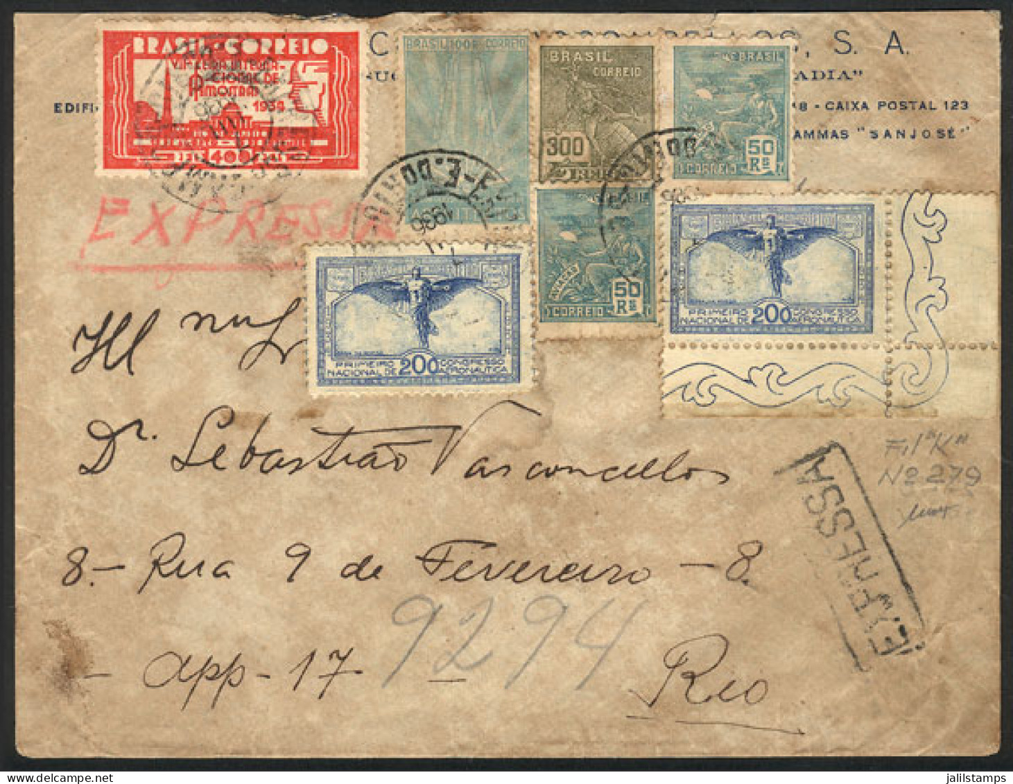 BRAZIL: Express Cover Sent From Campos To Rio On 7/JUL/1936 With Very Nice Postage, Interesting! - Other & Unclassified