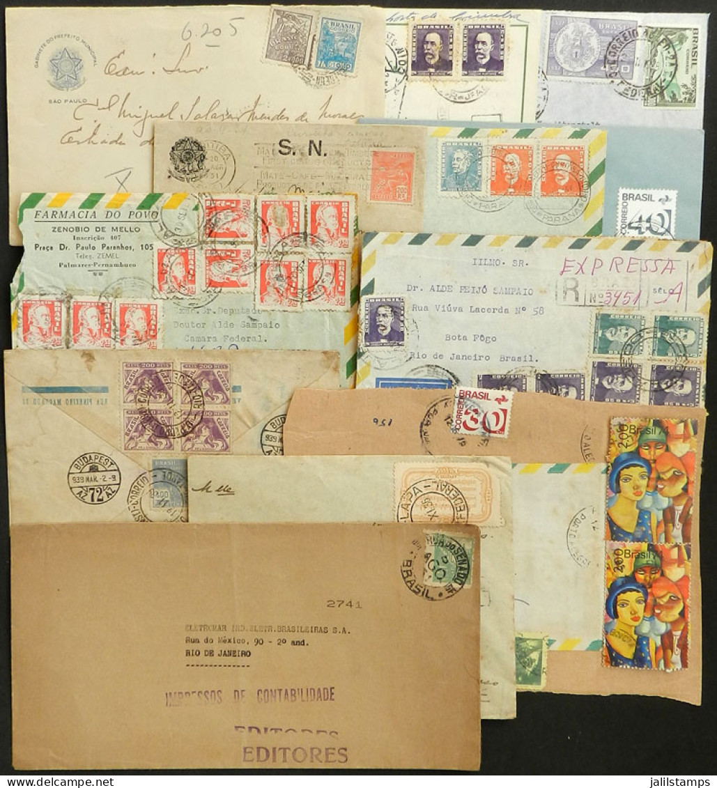 BRAZIL: 11 Covers + 1 Front Of Parcel Post Cover Posted Between 1938 And 1976, With Some Rare Postal Marks And Interesti - Sonstige & Ohne Zuordnung