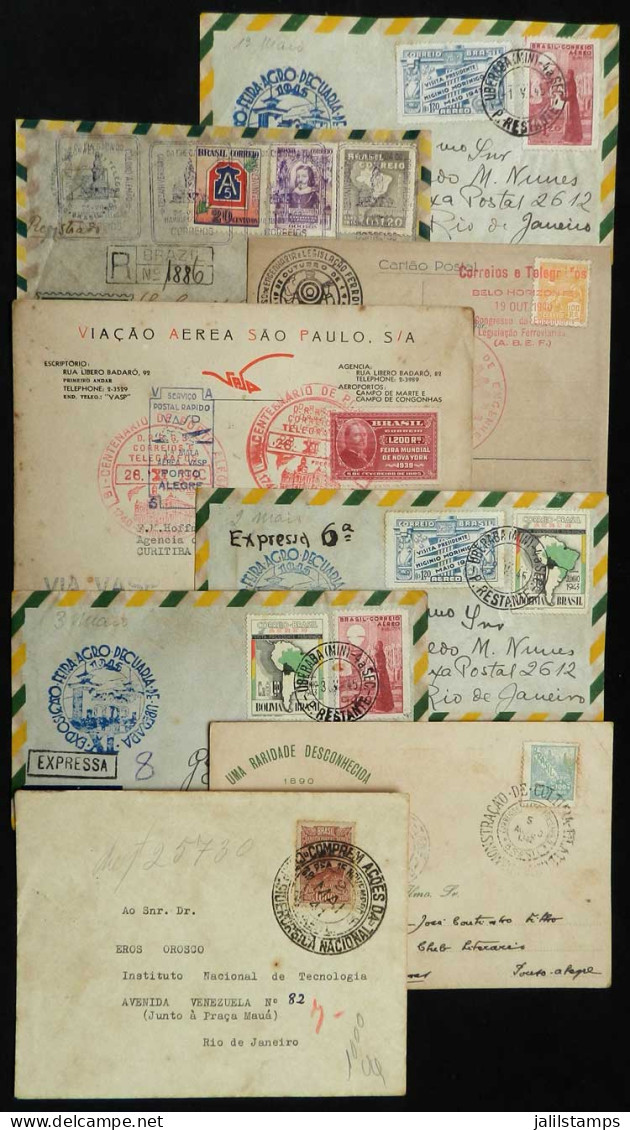 BRAZIL: 8 Covers Or Cards Used Between 1940/1949, All With Interesting Special Postmarks, Very Thematic, Low Start! - Other & Unclassified