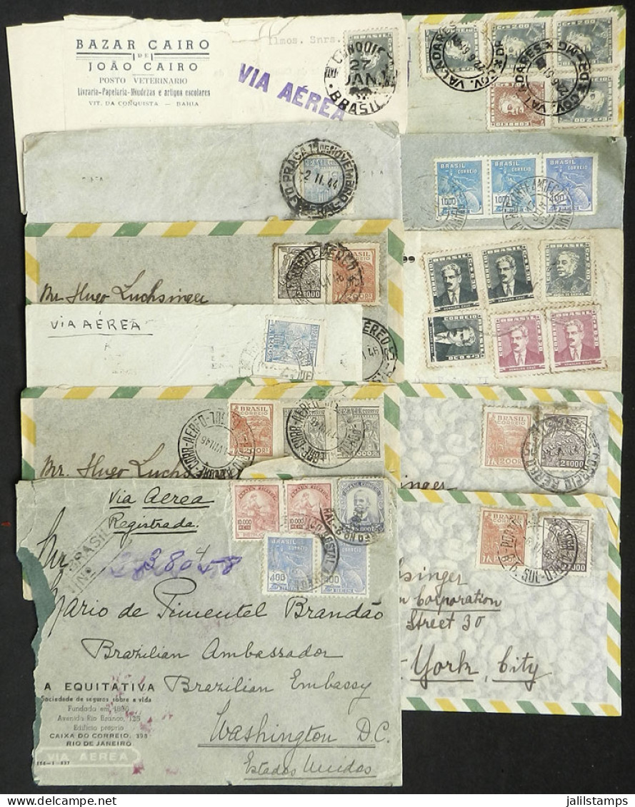 BRAZIL: 10 Airmail Covers With Interesting Postages, Most Of Fine Quality! - Autres & Non Classés