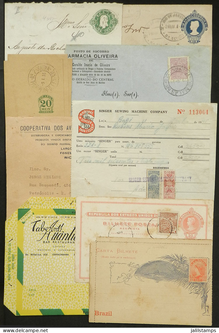 BRAZIL: Lot Of 9 Pieces (covers, Postal Stationeries, Etc.), Good Postmarks, Good Opportunity At Low Start! - Sonstige & Ohne Zuordnung