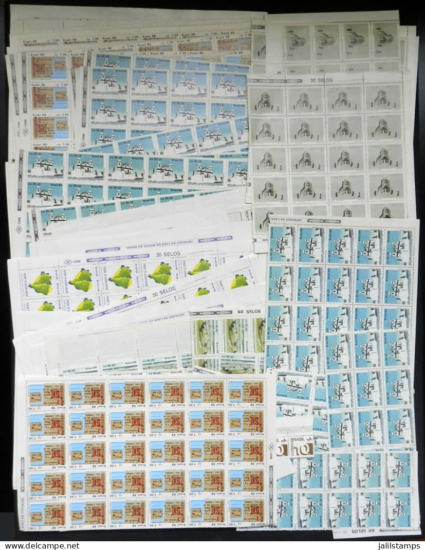 BRAZIL: Lot Of Sheets Of Part Of Panes Of Varied Periods, MNH And Of Excellent Quality, I Estimate Over 10,000 Stamps, G - Autres & Non Classés