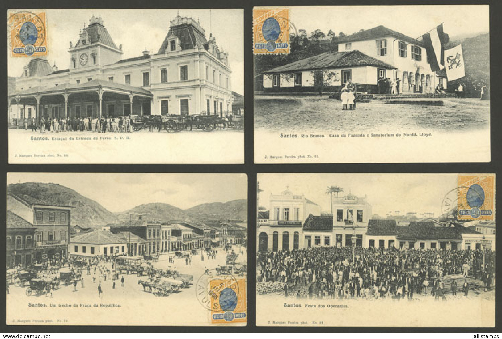 BRAZIL: SANTOS: 31 Old Postcards With Spectacular Views, All Used In 1906, Editor Marques Pereira, Very Fine Group!  ATT - Other