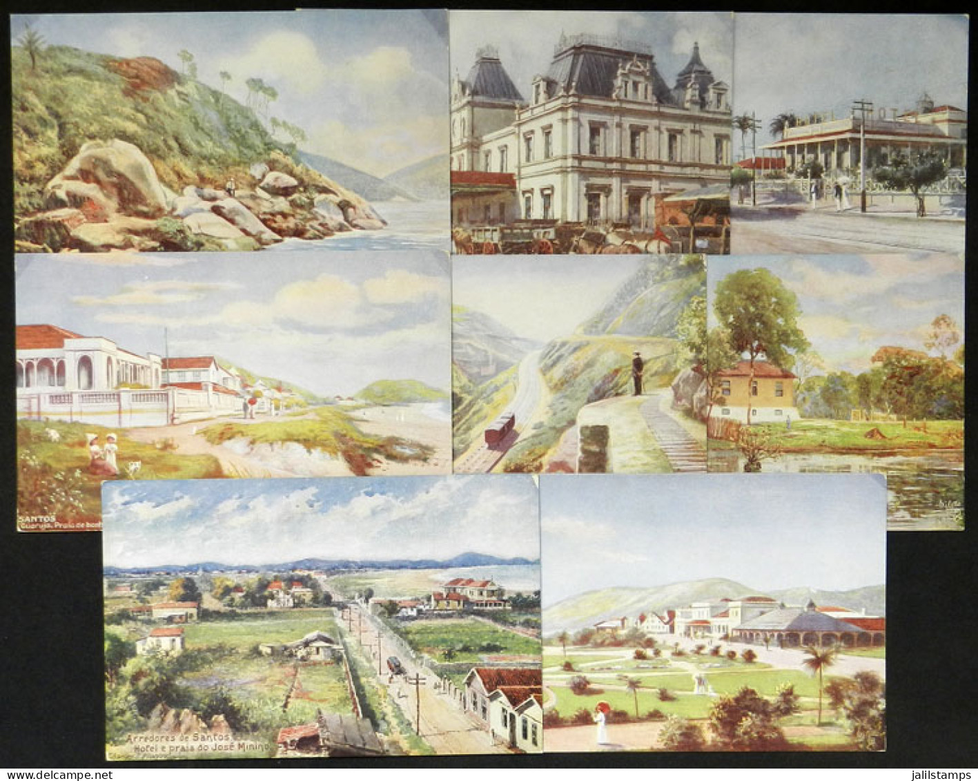 BRAZIL: SANTOS: 8 Old Cards With Very Good Views, Excellent Quality! ATTENTION: Please View ALL The Photos Of The Lot, B - Sonstige