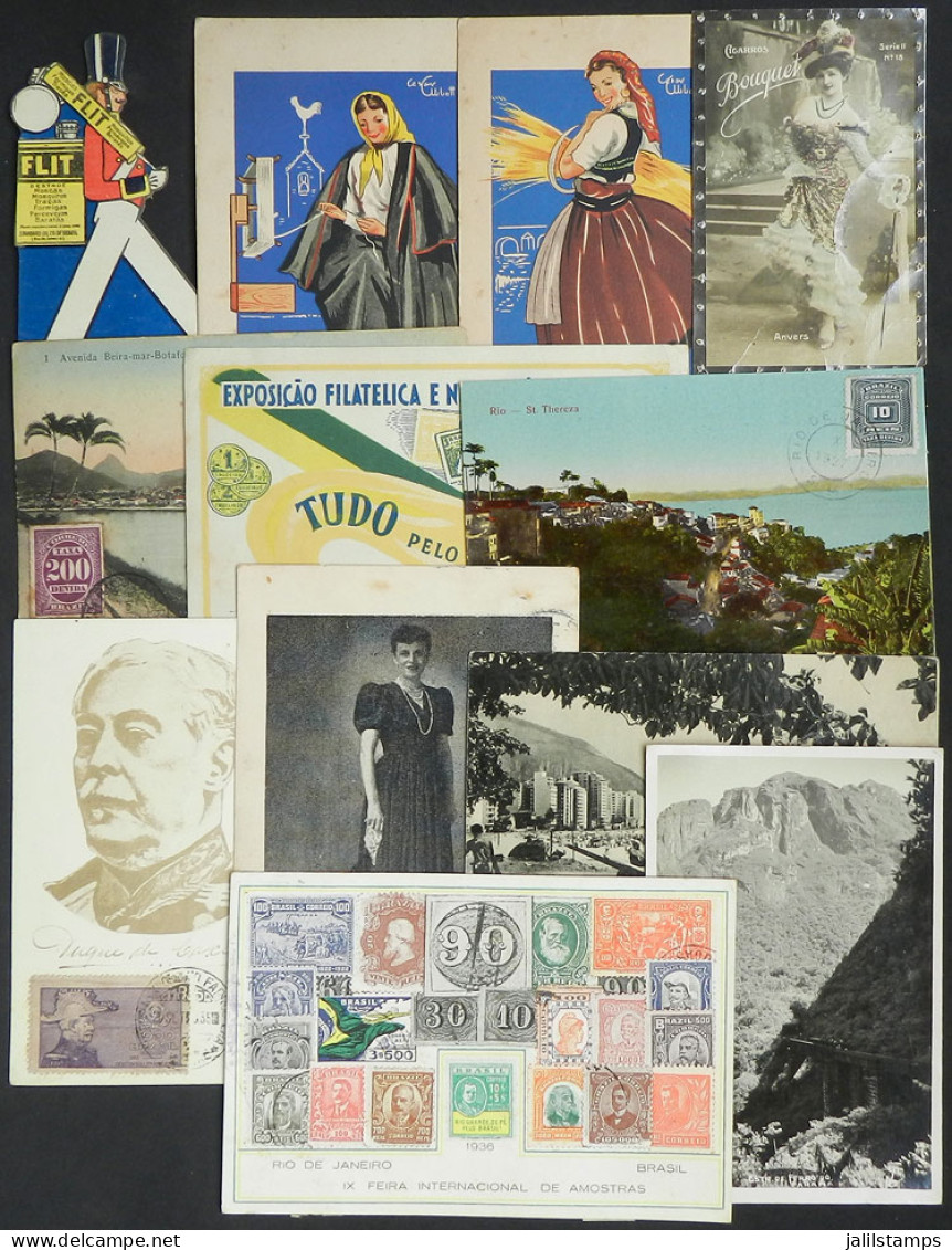 BRAZIL: 11 Beautiful Postcards (some Rare) + Advertising Card For "Flit", Fine General Quality, Very Low Start!" - Other