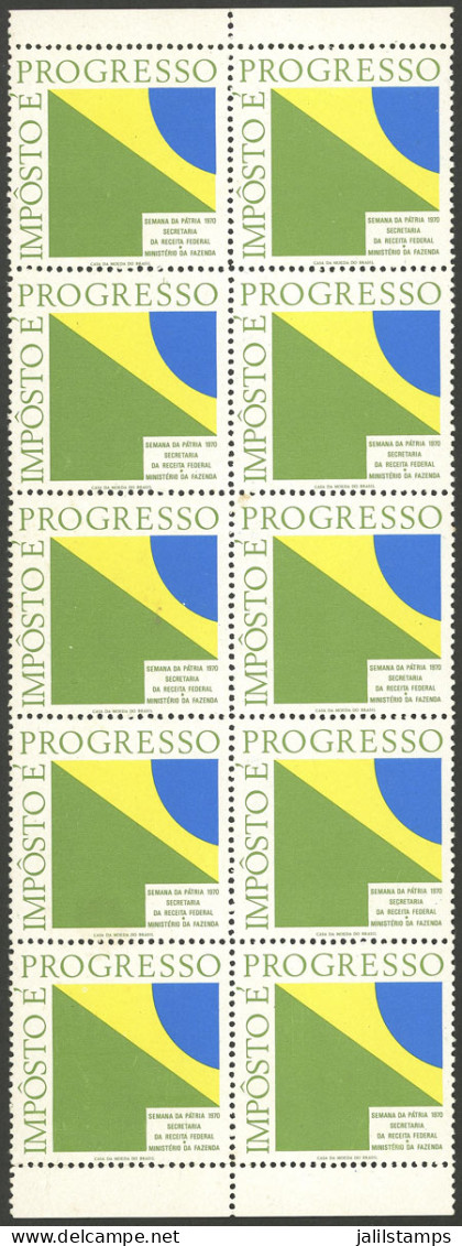BRAZIL: Imposto E Progresso", Block Of 10 Cinderellas Of The Semana Da Patria Of 1970, VF!" - Erinnofilia