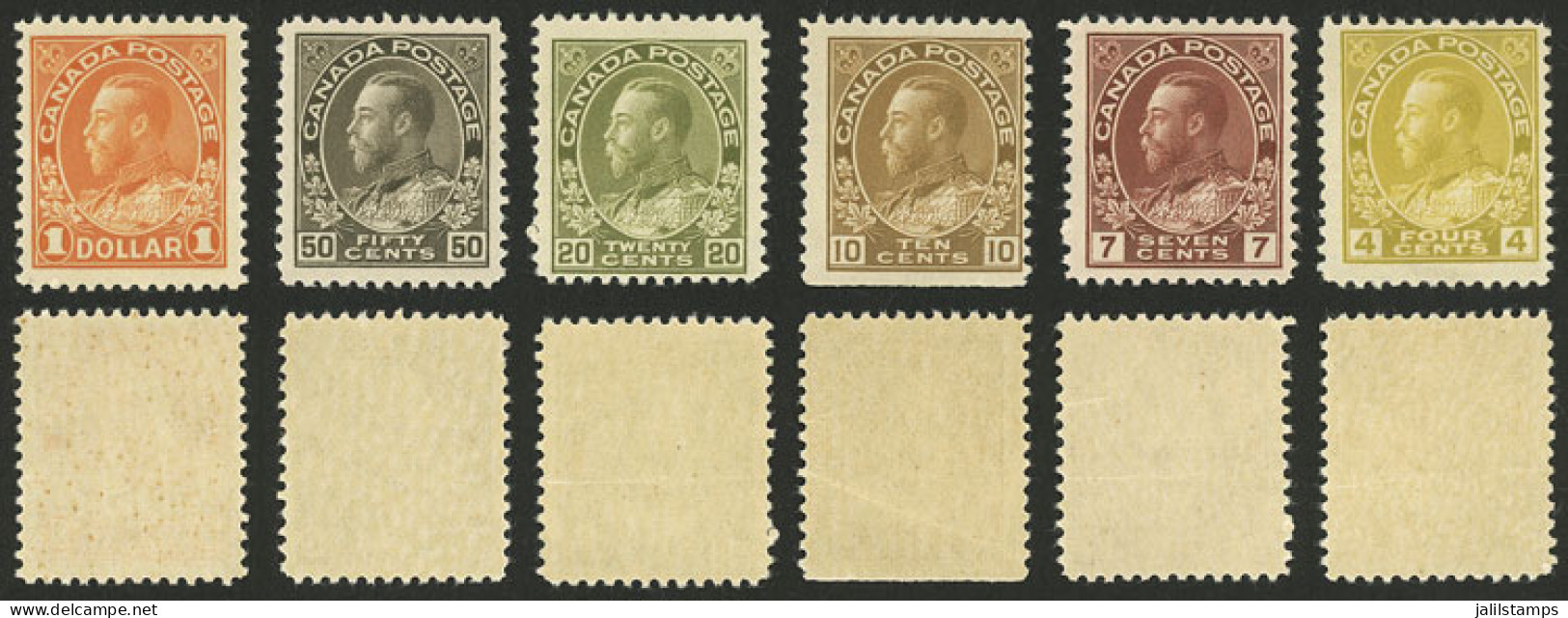 CANADA: Sc.110 + 114 + 118 + 119 + 120 + 122, 1911/25 George V, 6 High Values Of The Set, MNH, Up To The 20c. A Very Lig - Altri & Non Classificati