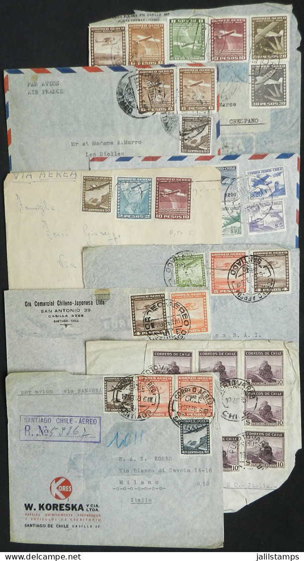 CHILE: 8 Covers Posted Between 1939 And 1959, Nice Postages, Several With Defects, Low Start! - Chili