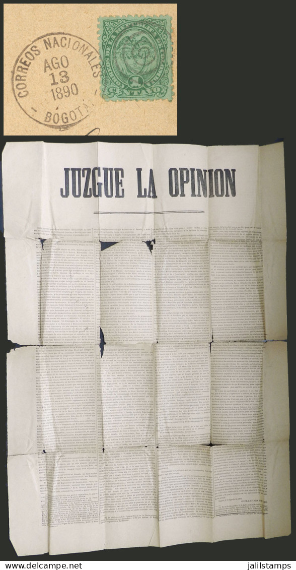 COLOMBIA: Political Publication Sent From Bogotá To Manchester (England) On 13/AU/1870 Franked With 1c. It Is A Giant Po - Kolumbien