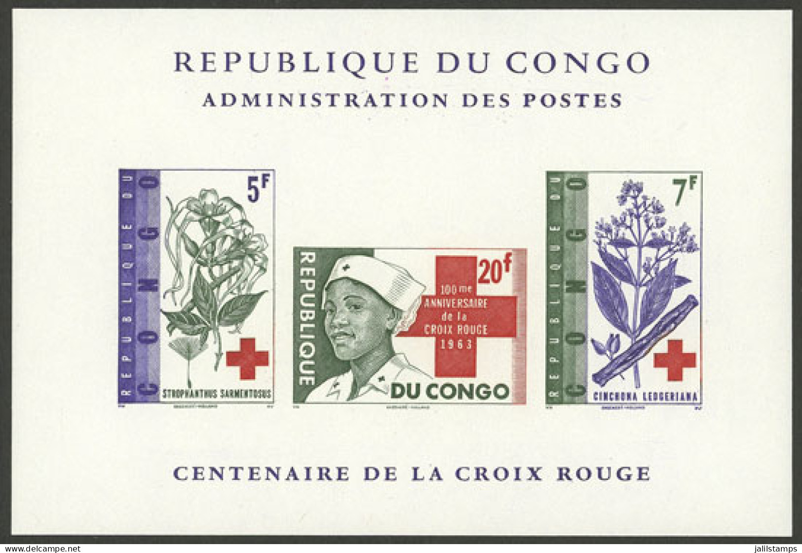 CONGO: Souvenir Sheet Issued In 1963 For The Red Cross Centenary, MNH, VF Quality! - Other & Unclassified