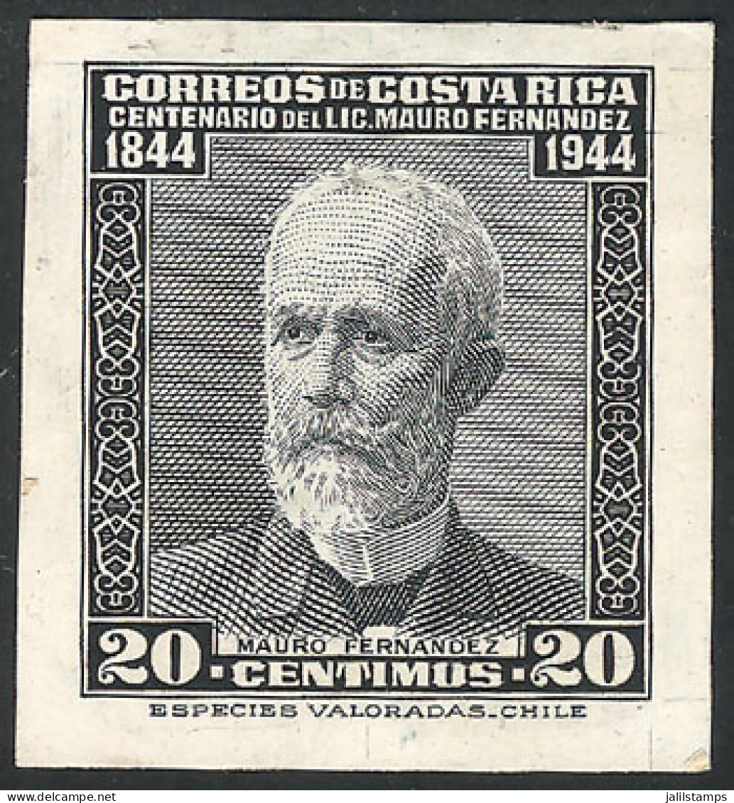 COSTA RICA: Yvert 229, 1945 Mauro Fernandez, DIE PROOF Printed On Thick Paper With Glazed Front, VF Quality, Rare! - Costa Rica
