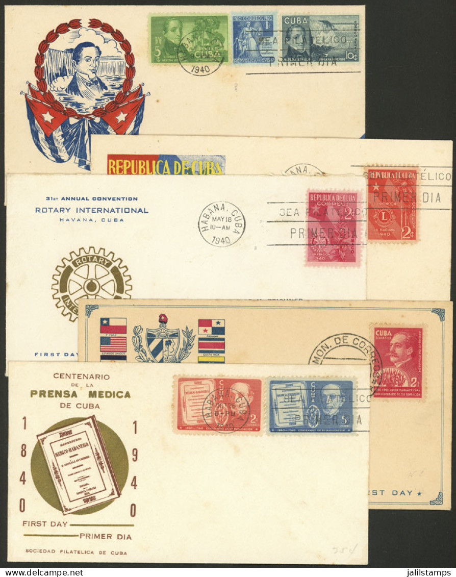 CUBA: 5 FDC Covers Of Year 1940, Very Nice! - Otros & Sin Clasificación