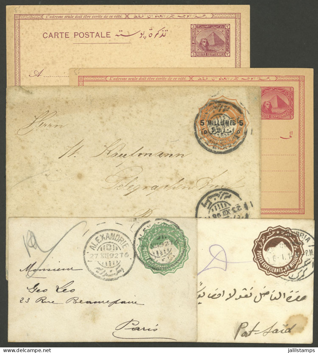 EGYPT: Group Of 3 Used Covers + 2 Unused Postal Cards, Interesting! - Altri & Non Classificati