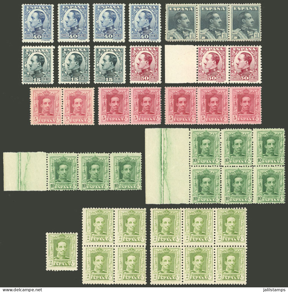 SPAIN: Lot Of Definitive Stamps Issued Between Circa 1922 And 1931, All MNH And Of Superb Quality, As Fresh As The Day T - Autres & Non Classés