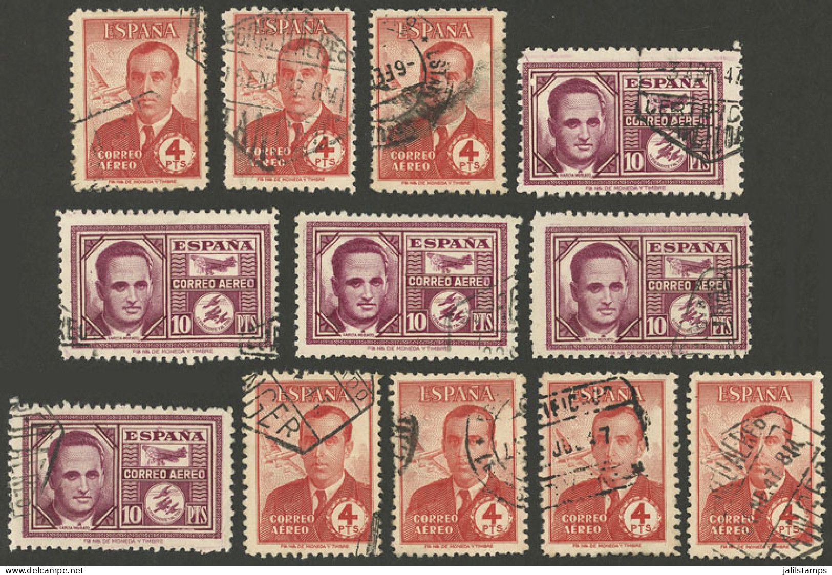 SPAIN: Yvert 231/2, 1945/6 Heroes Of Military Aviation, 5 Complete Used Sets Of VF Quality, Low Start! - Altri & Non Classificati