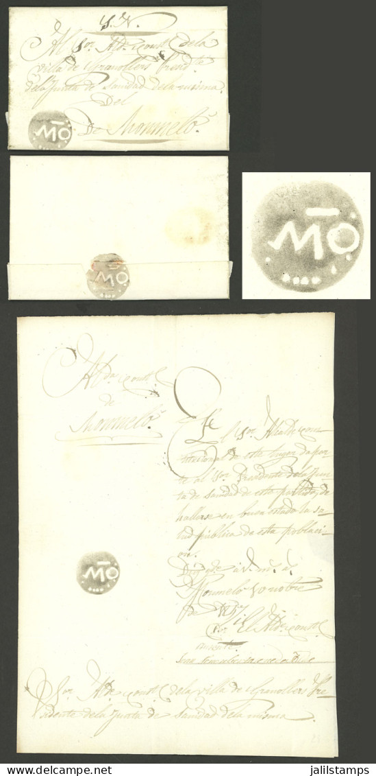 SPAIN: Circa 1800, Official Entire Letter Sent From MONTMELÓ To Granollers With Attractive Circular Mark In Negative App - Autres & Non Classés