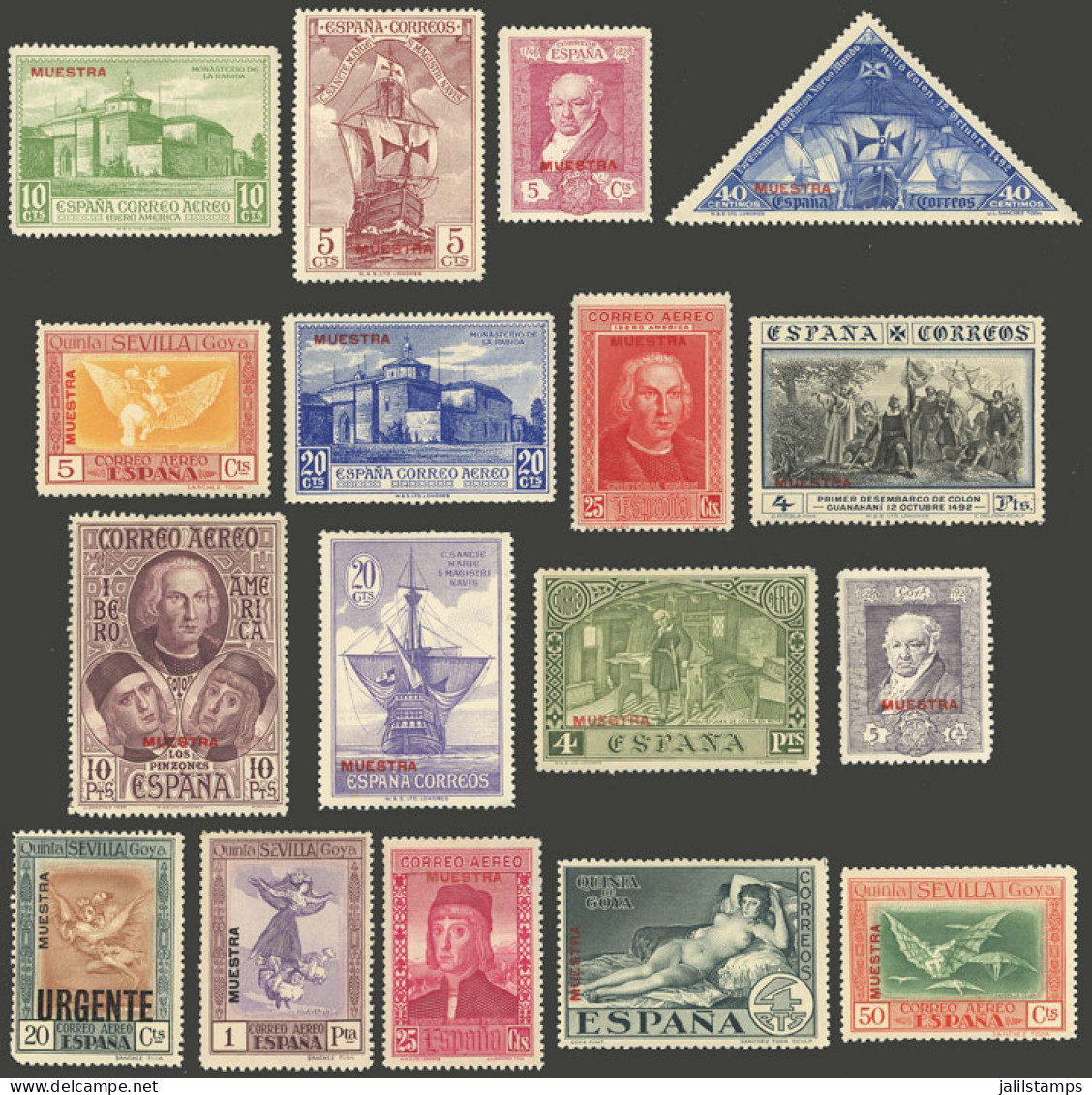 SPAIN: 17 Stamps With MUESTRA Overprint, Few With Minor Faults, Almost All Of Excellent Quality! - Otros & Sin Clasificación