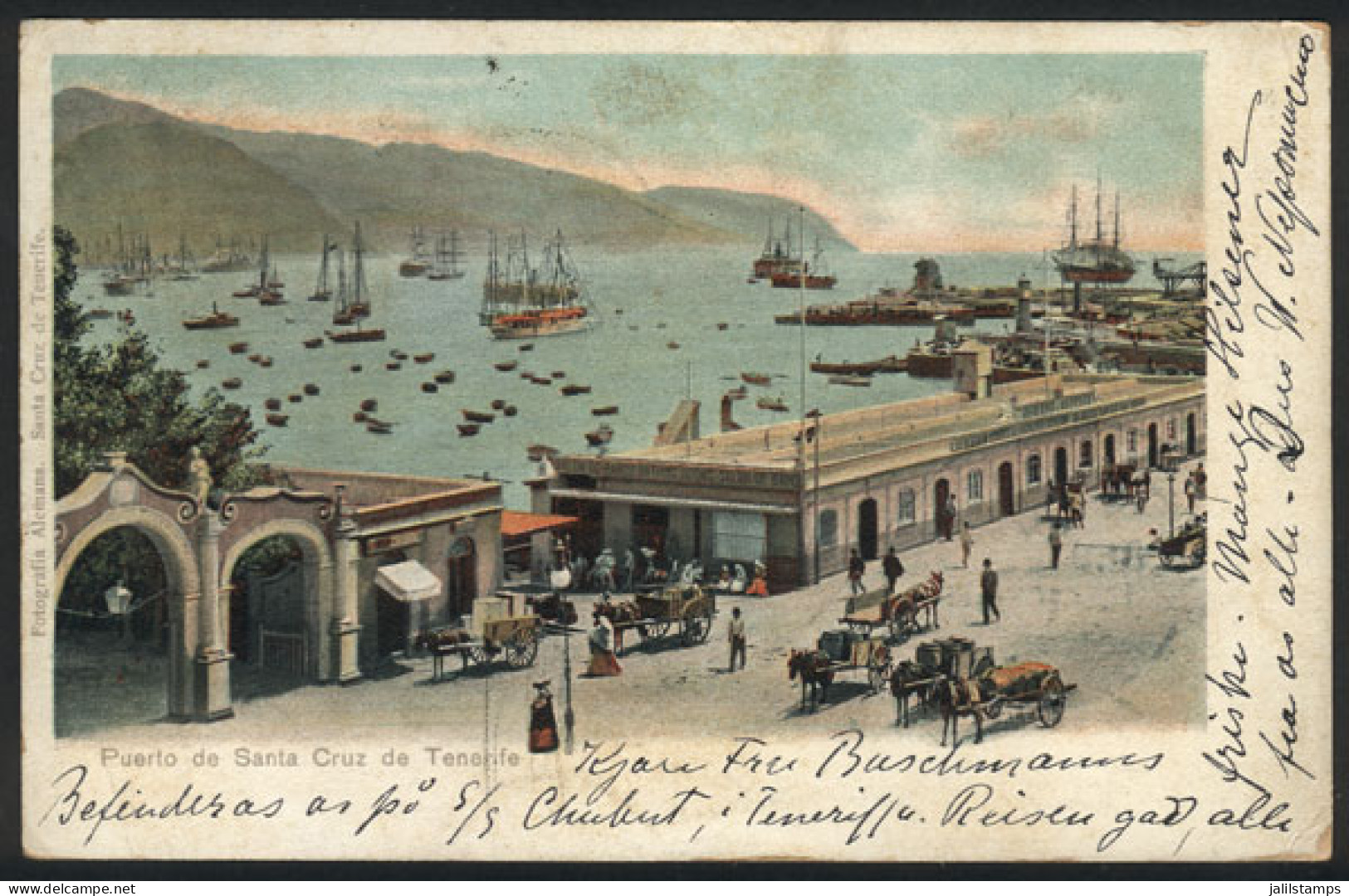 SPAIN: SANTA CRUZ DE TENERIFE: View Of The Port, Ed. Fotografia Alemana, Sent To Wien On 7/OC/1901, VF Quality! - Andere & Zonder Classificatie