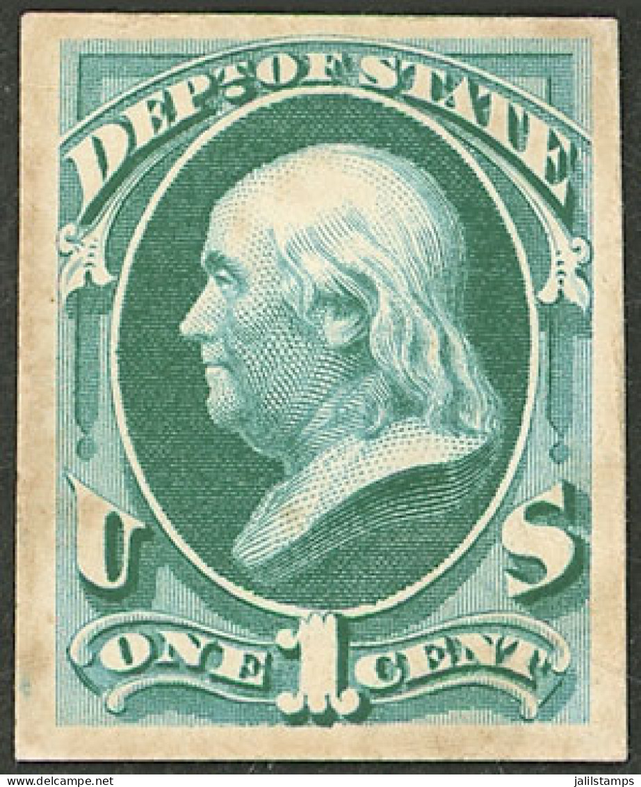 UNITED STATES: Sc.O57, Proof In Aquamarine, Printed On Card, VF Quality! - Other & Unclassified