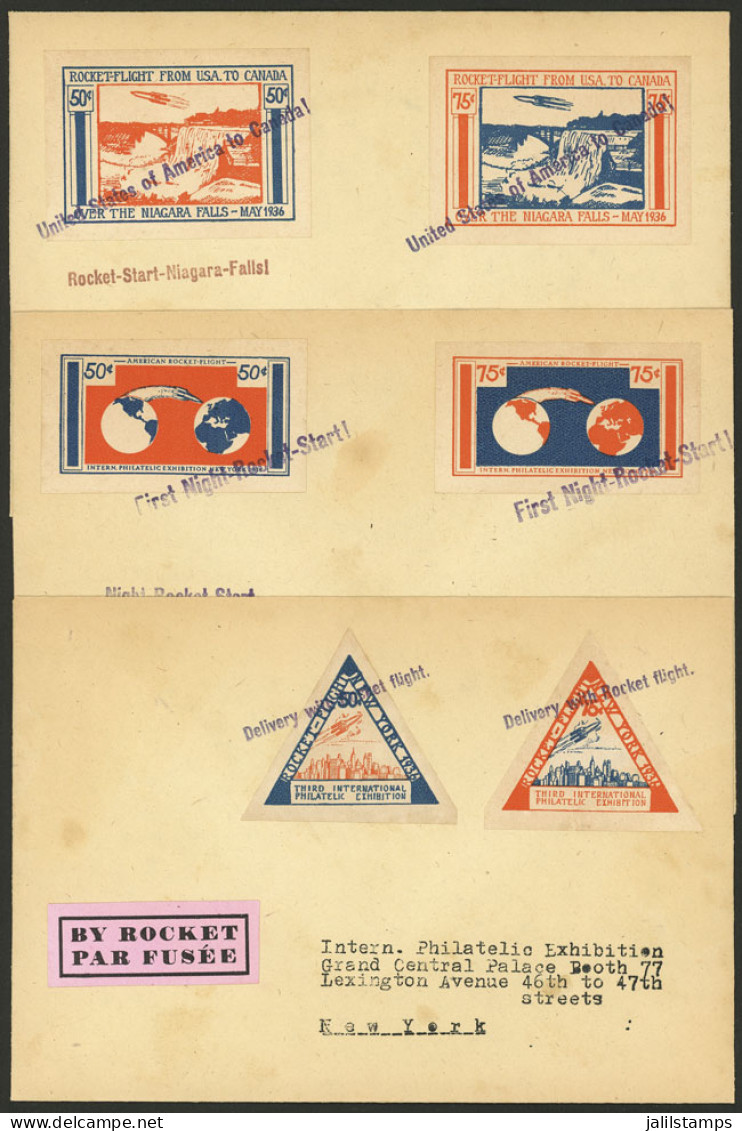 UNITED STATES: 1936 "Rocket Flight" 3 Covers With Cinderellas Of Rocket Flights Commemorating The New York Intl. Philate - Marcophilie